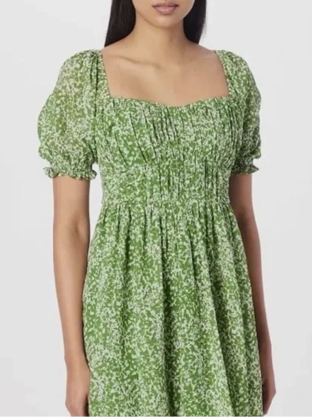 NWOT | Abercrombie & Fitch | Green Printed Smocked Mini Dress